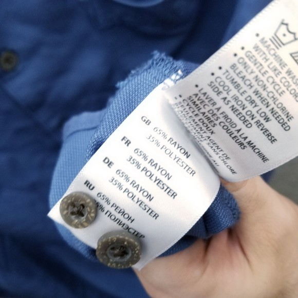 Island Passport Men's XL Blue Short Sleeve Button-Down Shirt 58" 30.5" 9.25" - Picture 7 of 12